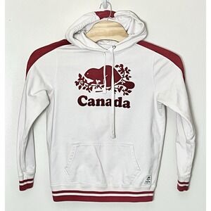 Roots Canada Hoodie Medium White Red BroCore Thrashed BroCore Athletic Beaver